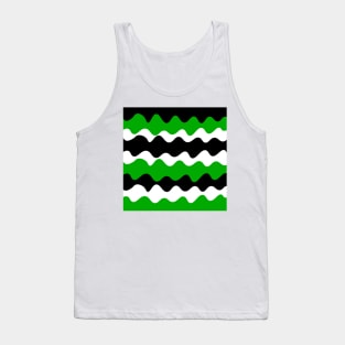 Green, black and white horizontal waves pattern Tank Top